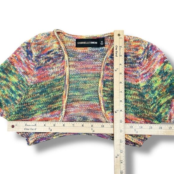 Gabrielle Union Marled Rainbow Knit Shrug Sweater Long Sleeve Multicolor Medium - Picture 11 of 12
